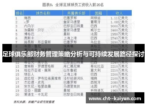 足球俱乐部财务管理策略分析与可持续发展路径探讨